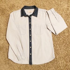 LOFT Two Tone Chambray Button Down S